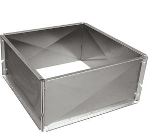 Rectangular metal frame with riveted edges, open on the top.